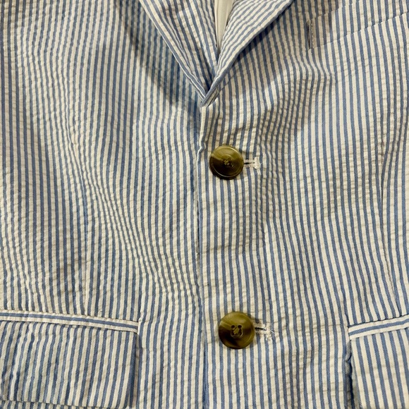 Janie and Jack Blue Seersucker Pinstripe Jacket Easter Special Occasion - Picture 7 of 11